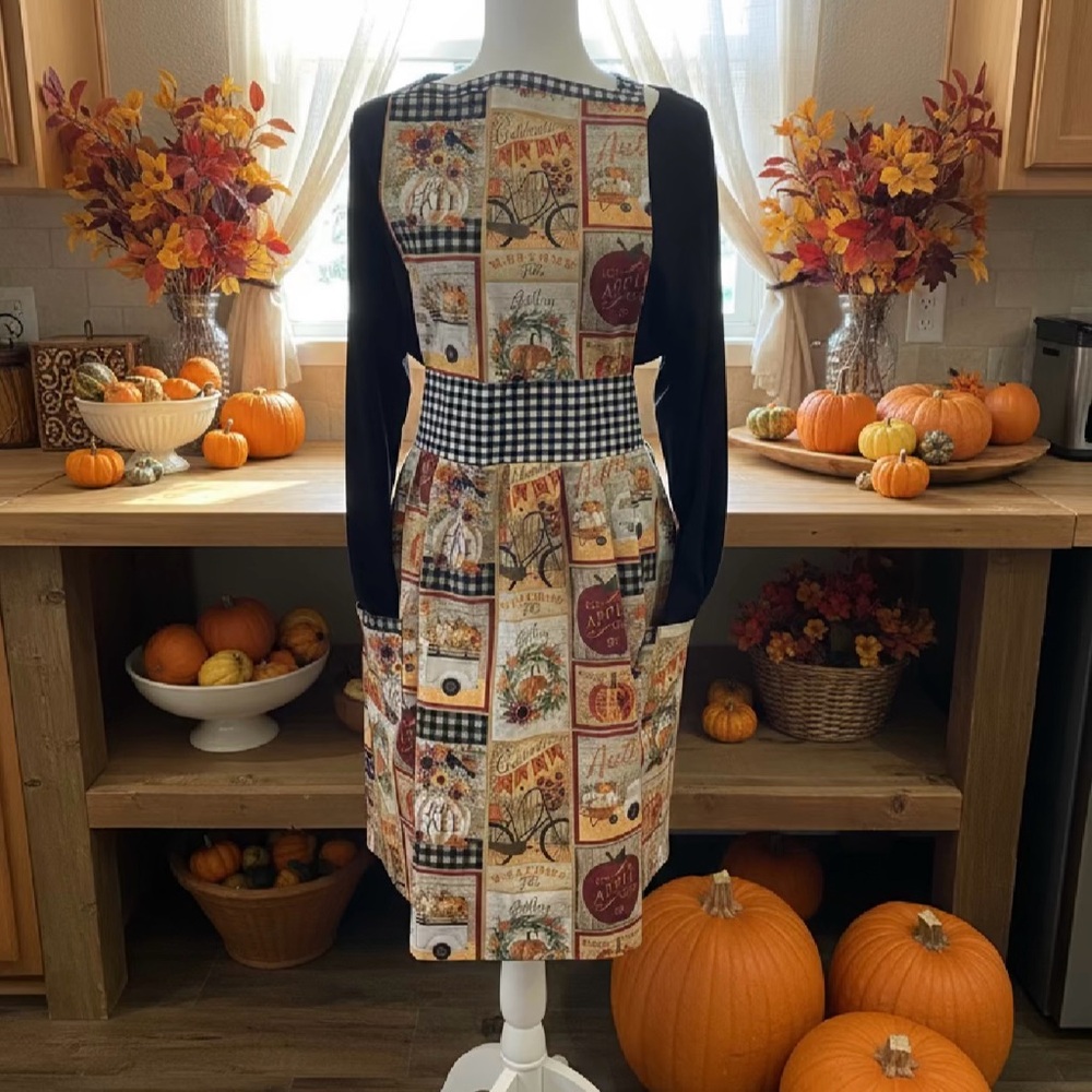 Autumn Harvest Apron with Black Accents